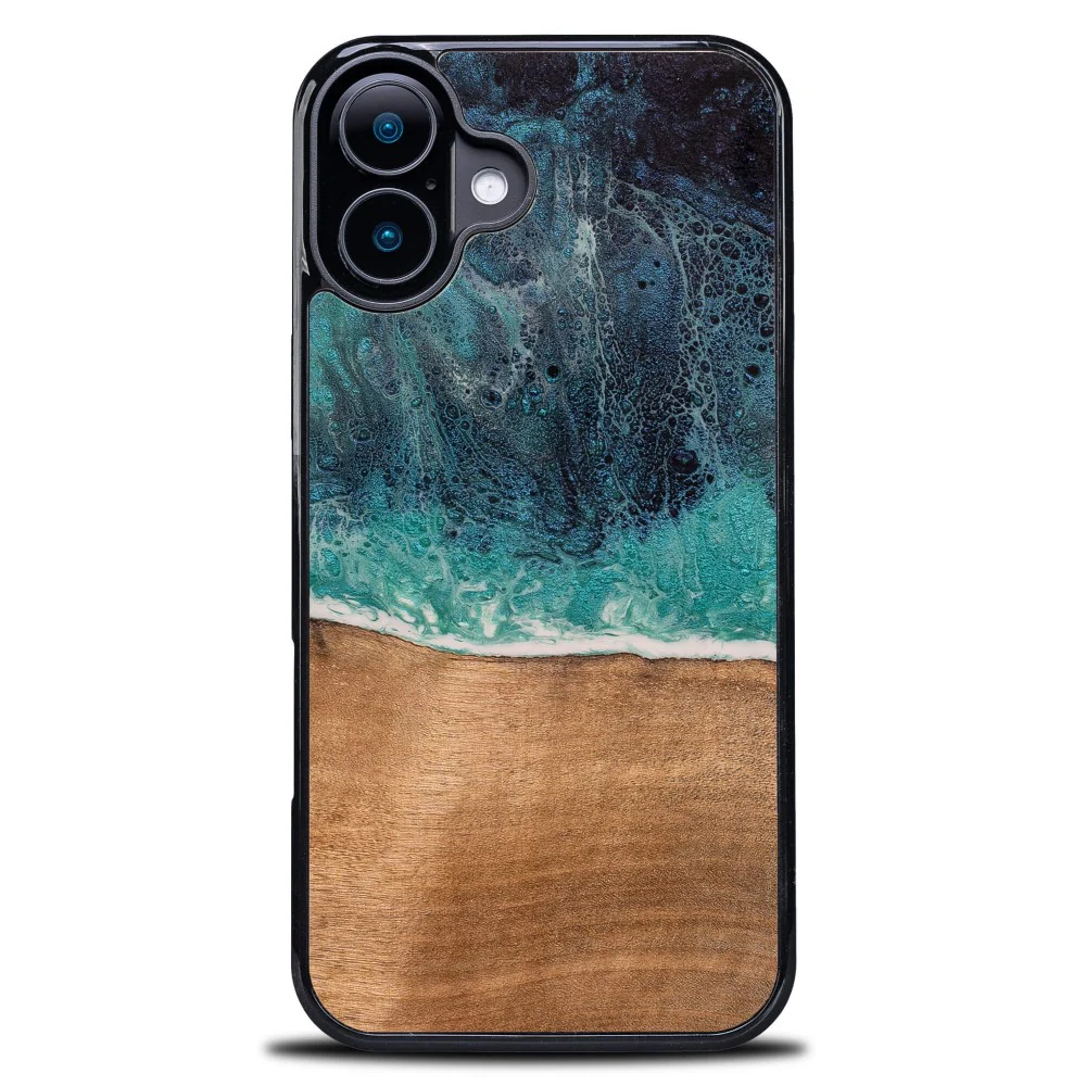 Holzhülle für iPhone 16 Plus, Bewood Unique Dream Island, Blau-Braun - Image 9