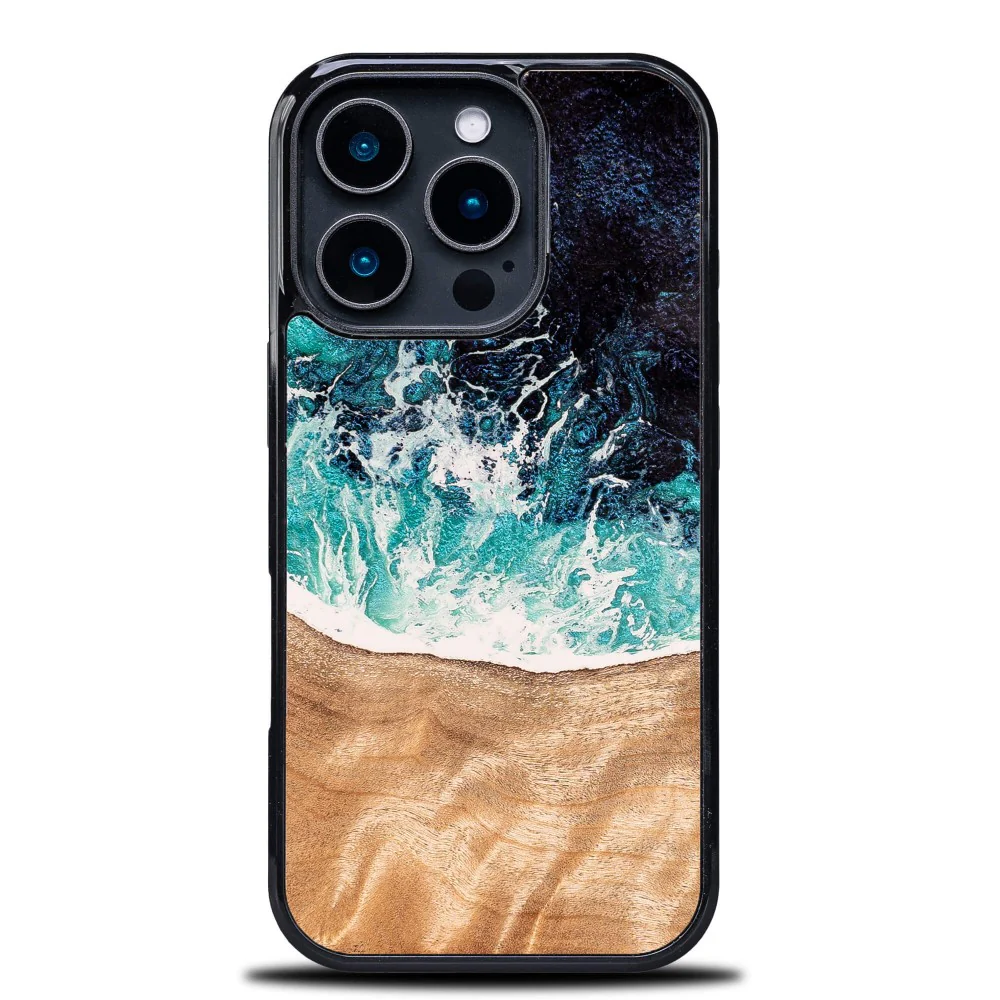 Holzhülle für iPhone 16 Pro, Bewood Unique Dream Island, Blau-Braun - Image 6