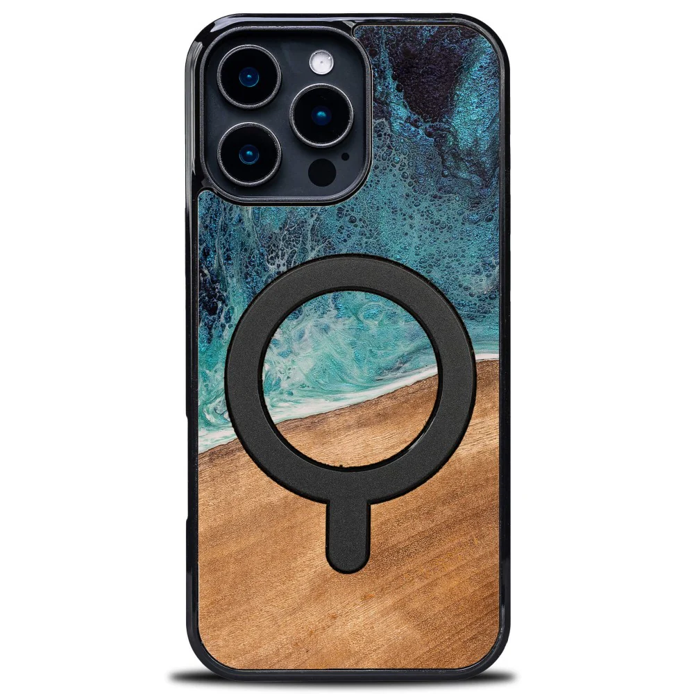 Holzhülle für iPhone 16 Pro Max, Bewood Unique Dream Island für MagSafe, Blau-Braun - Image 10