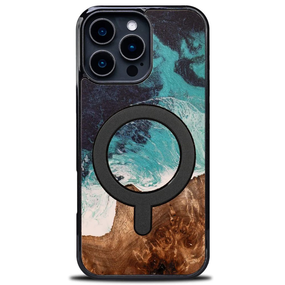 Holzhülle für iPhone 16 Pro Max, Bewood Unique Dream Island für MagSafe, Blau-Braun - Image 6