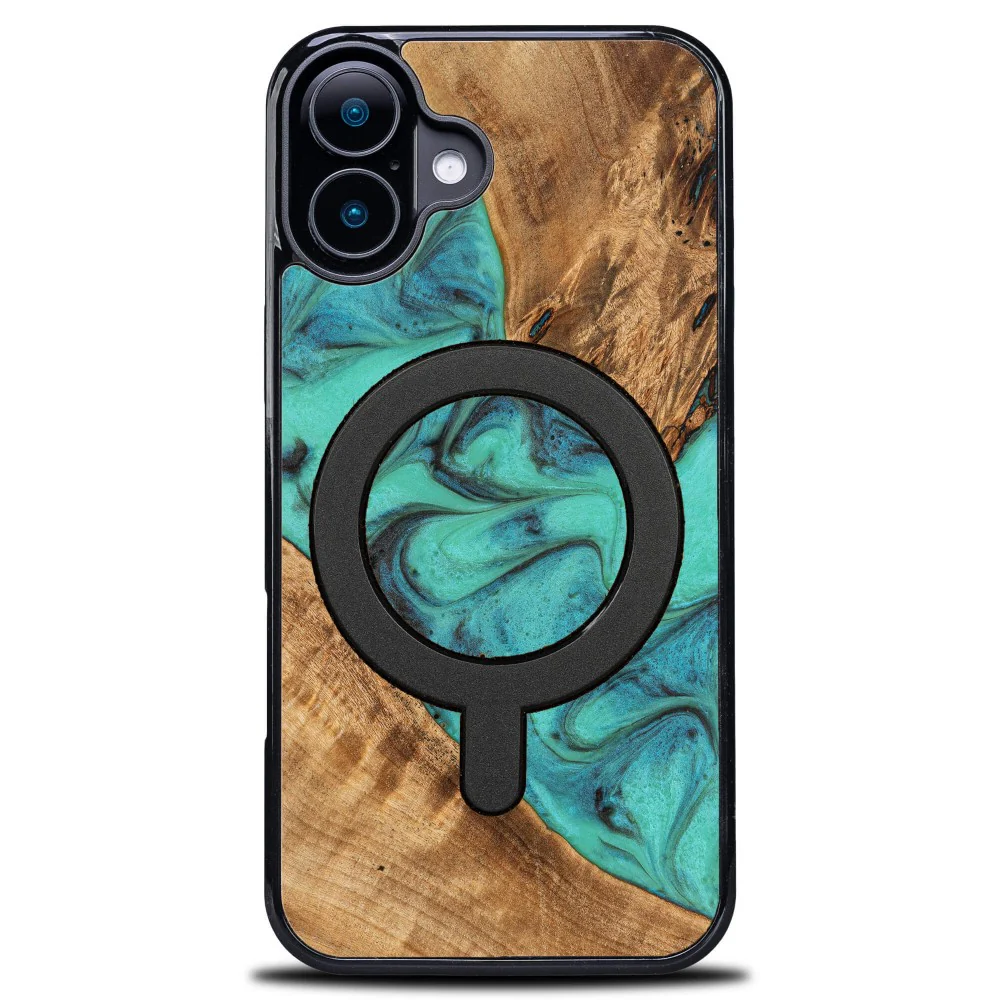 Holzhülle für iPhone 17, Bewood Unique Turquoise für MagSafe
