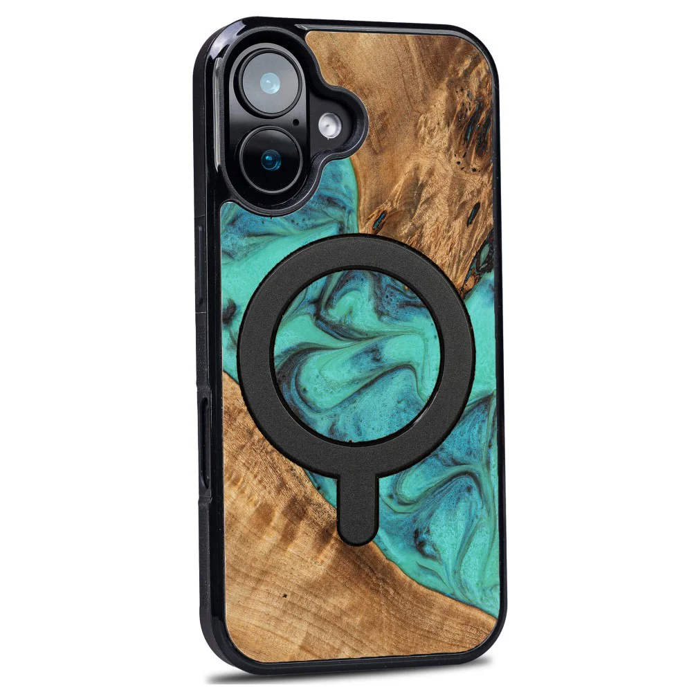 Holzhülle für iPhone 17, Bewood Unique Turquoise für MagSafe - Image 2