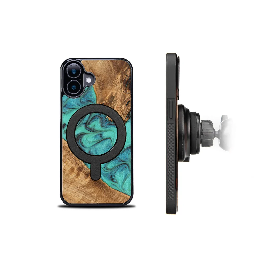 Holzhülle für iPhone 17, Bewood Unique Turquoise für MagSafe - Image 3
