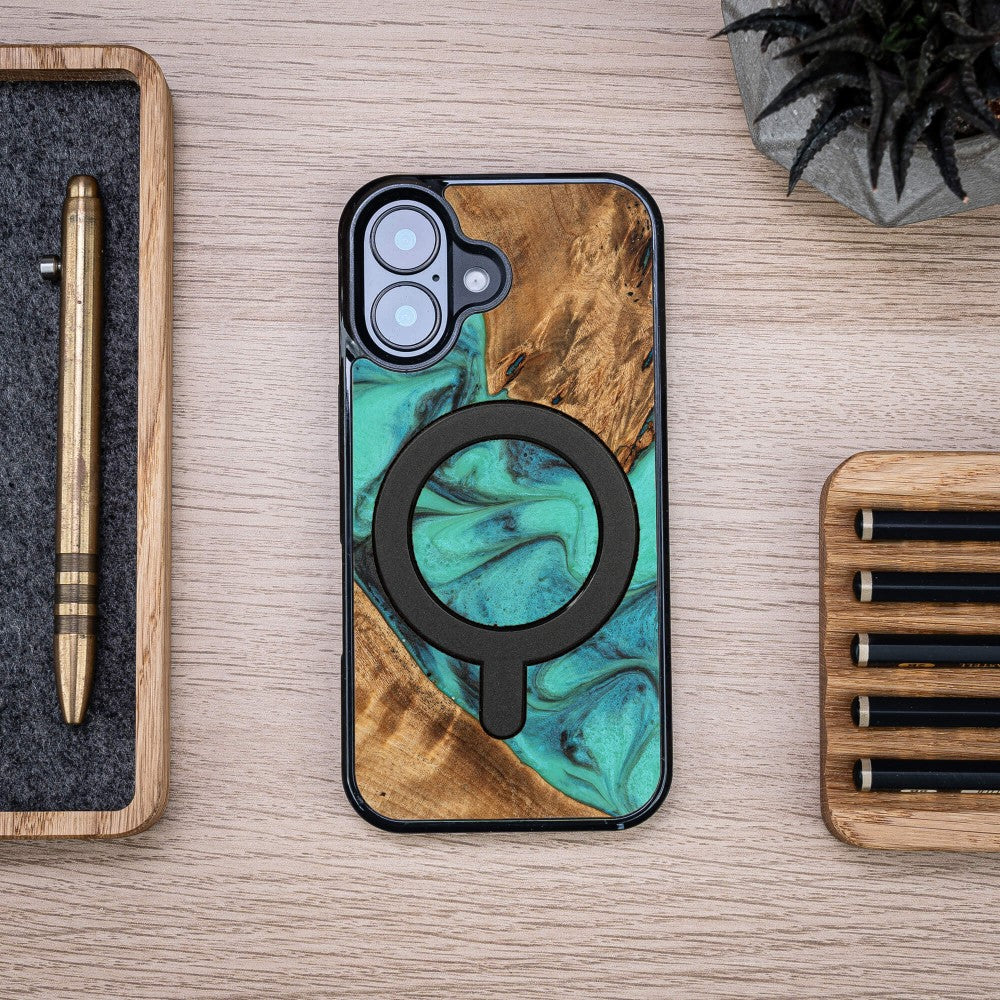 Holzhülle für iPhone 17, Bewood Unique Turquoise für MagSafe - Image 4