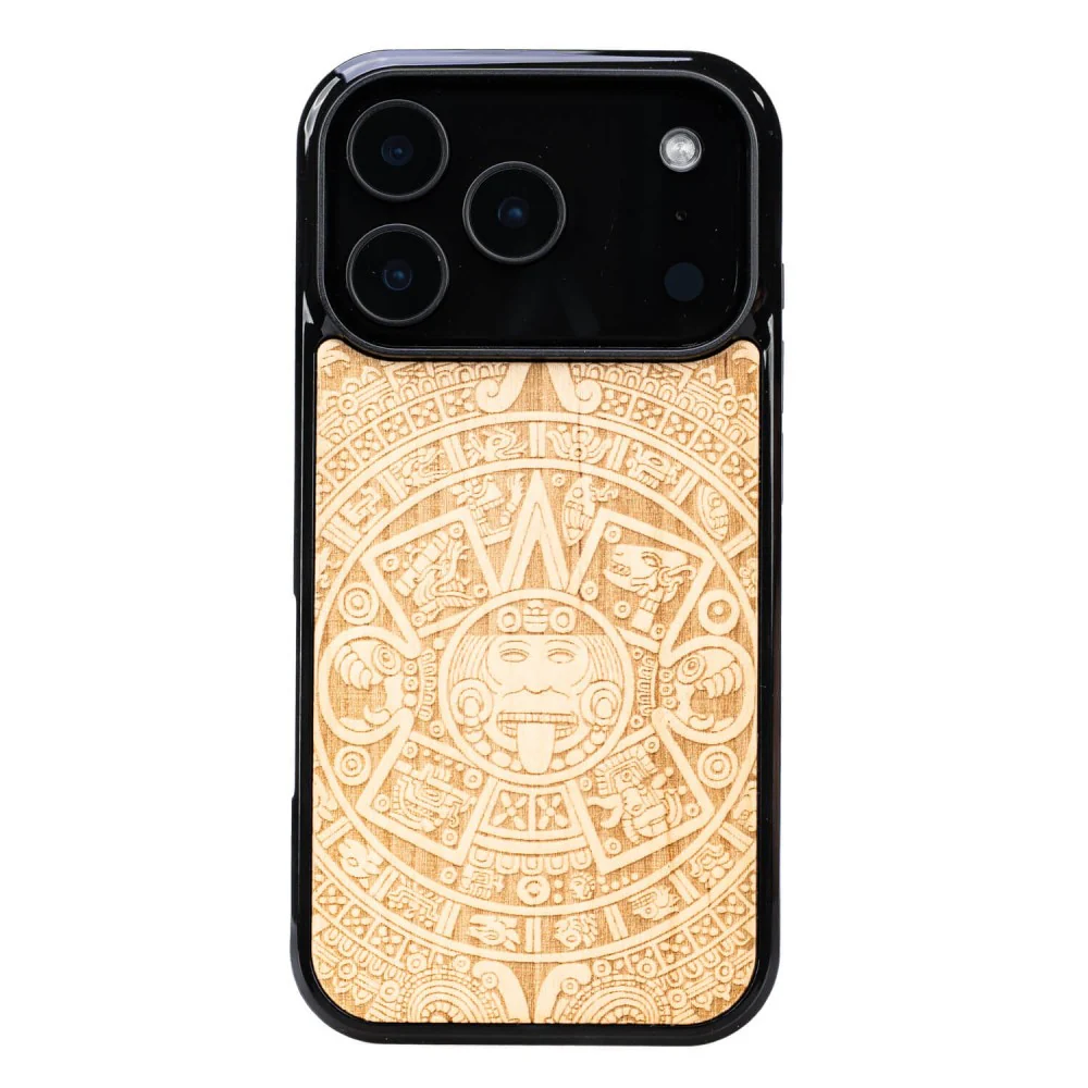 Holzhülle für iPhone 17 Pro, Bewood Aniegre Aztekischer Kalender