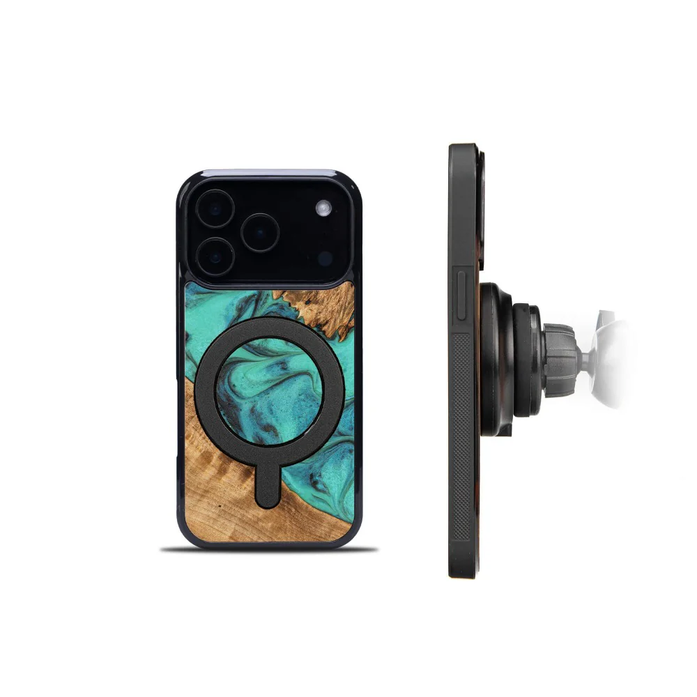 Holzhülle für iPhone 17 Pro, Bewood Unique Turquoise für MagSafe - Image 3