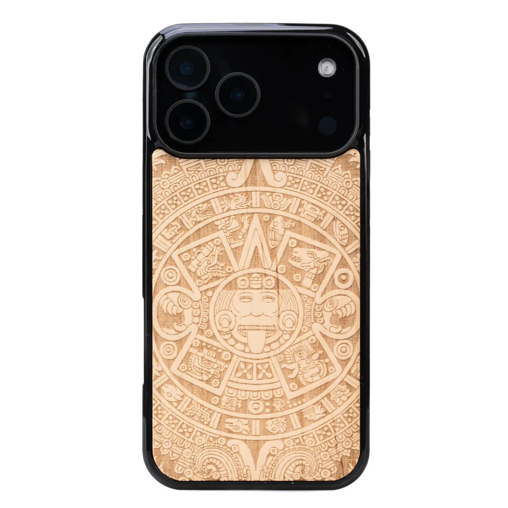 Holzhülle für iPhone 17 Pro Max, Bewood Aniegre Aztekischer Kalender