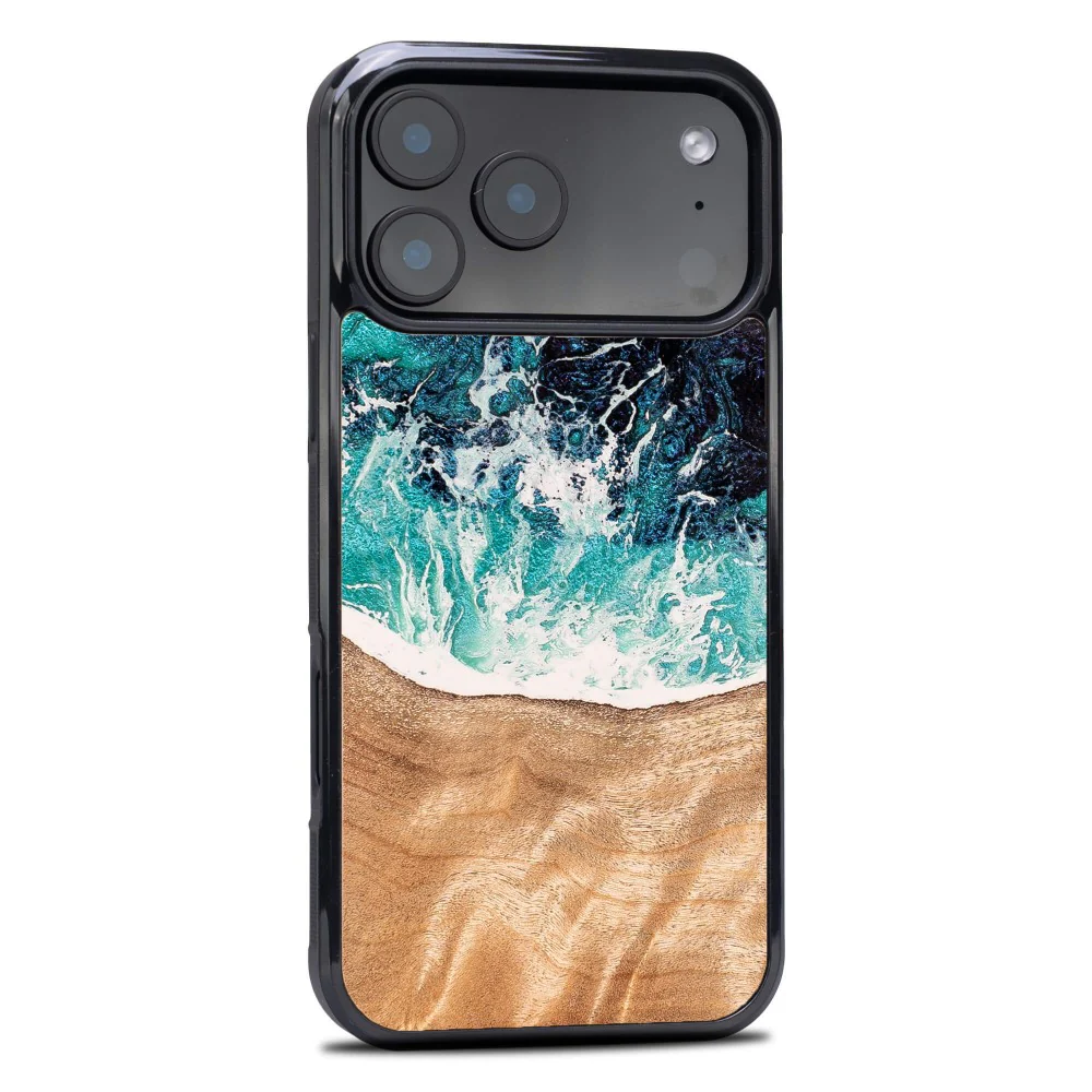 Holzhülle für iPhone 17 Pro Max, Bewood Unique Dream Island, Blau-Braun - Image 2