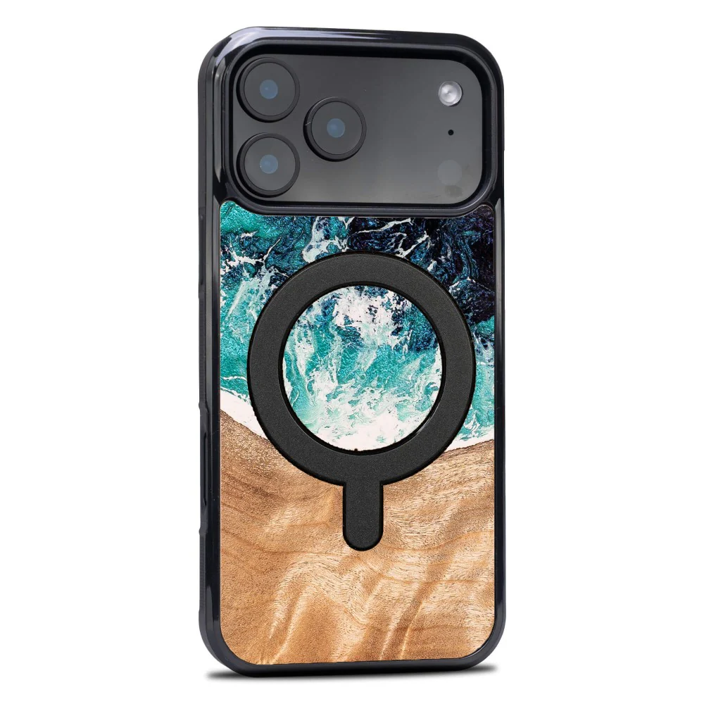 Holzhülle für iPhone 17 Pro Max, Bewood Unique Dream Island für MagSafe, Blau-Braun - Image 2