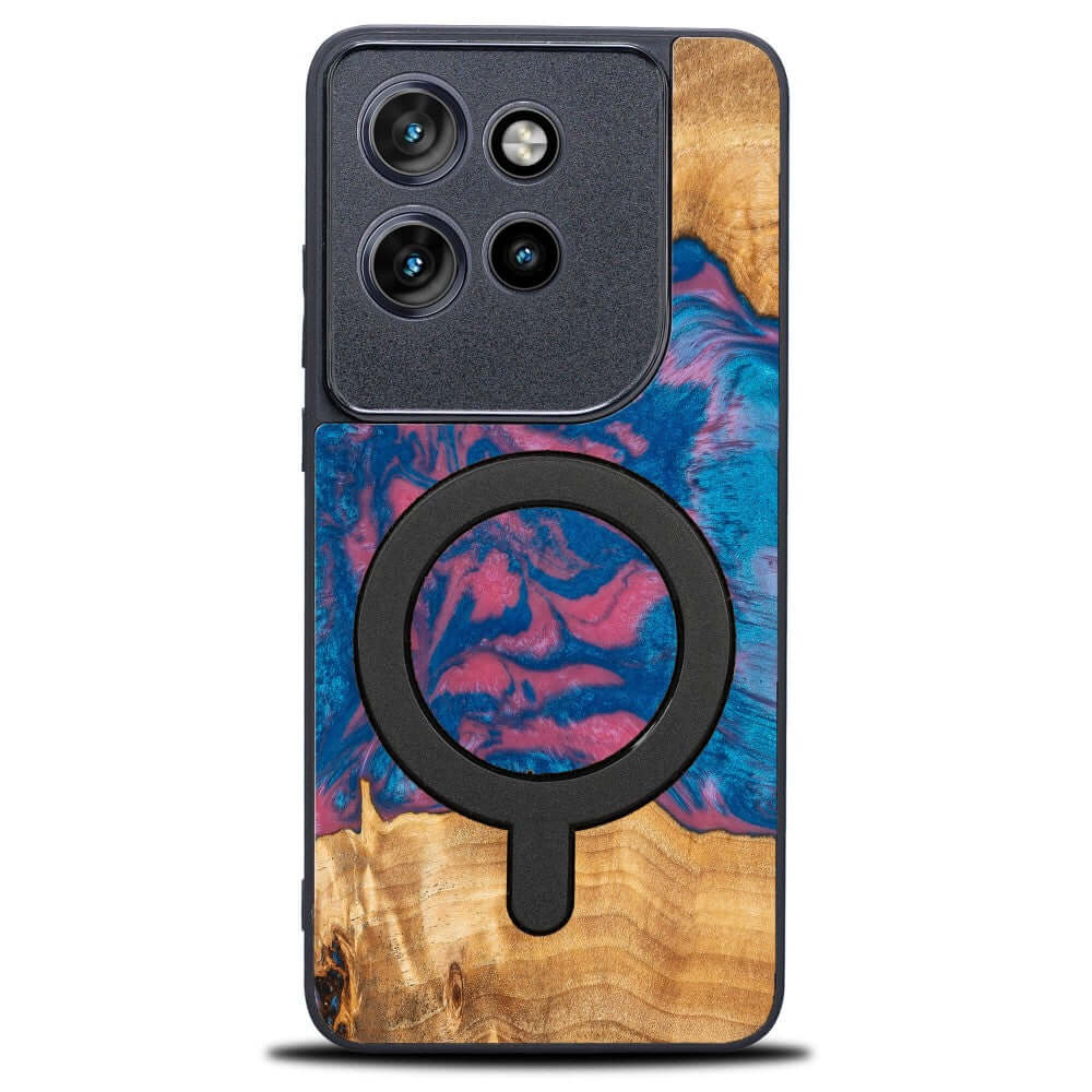 Holzhülle für Motorola Edge 50 Neo, Bewood Unique Neons Vegas für MagSafe