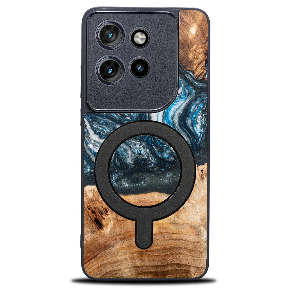 Holzhülle für Motorola Edge 50 Neo, Bewood Unique Planets Erde für MagSafe