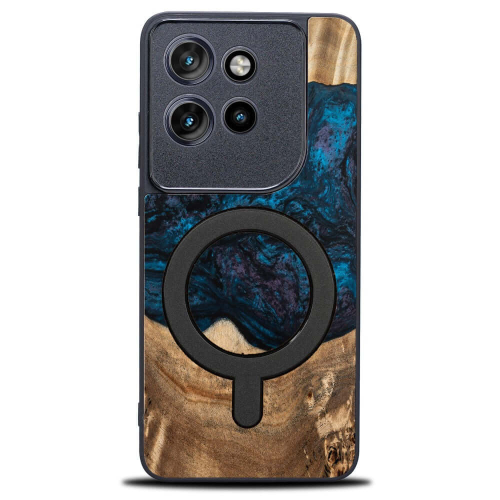Holzhülle für Motorola Edge 50 Neo, Bewood Unique Planets Neptun für MagSafe