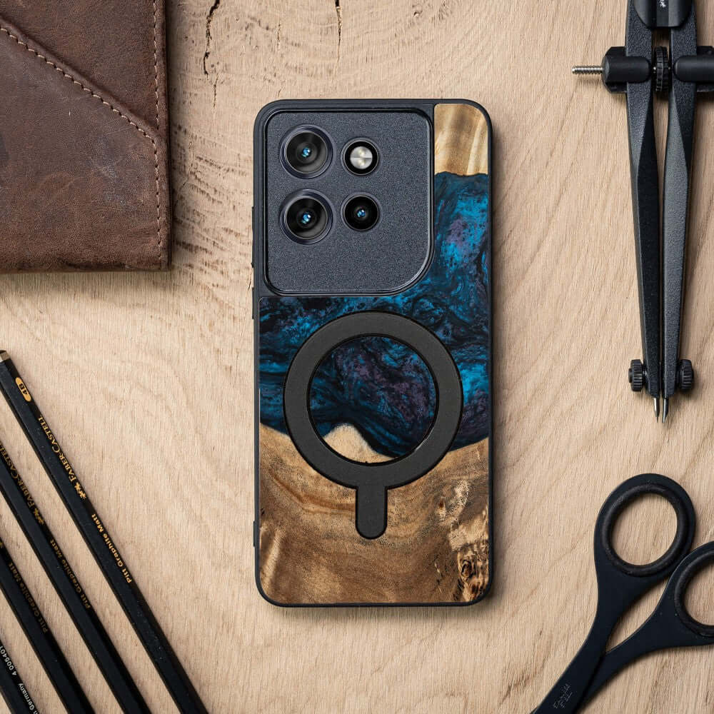 Holzhülle für Motorola Edge 50 Neo, Bewood Unique Planets Neptun für MagSafe - Image 3