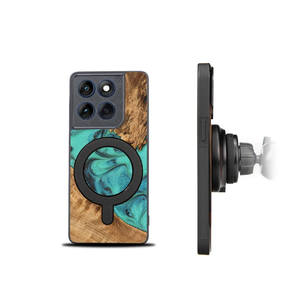 Holzhülle für Motorola Edge 60 Fusion / Motorola Edge 60, Bewood Unique Turquoise für MagSafe - Image 2