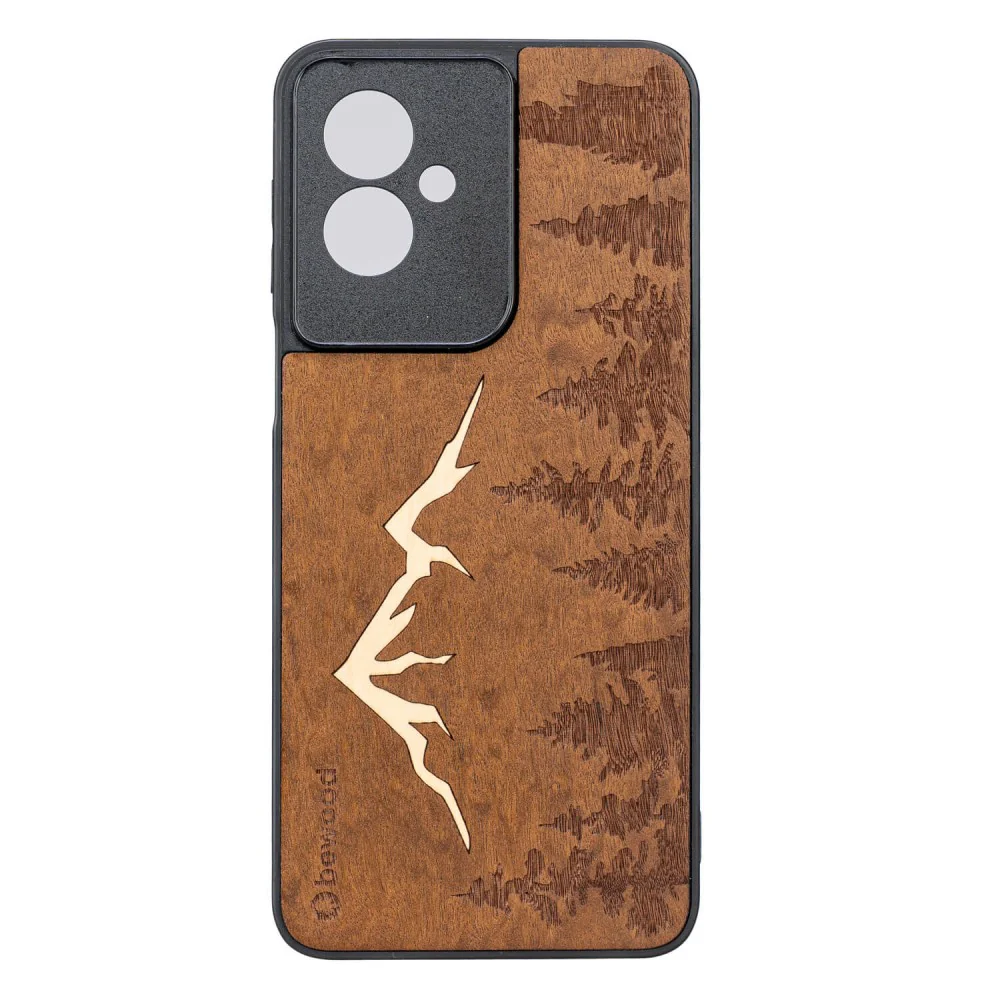 Holzhülle für Motorola Moto G55 5G, Bewood Imbuia-Gebirge