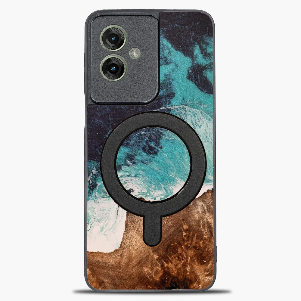 Holzhülle für Motorola Moto G55 5G, Bewood Unique Dream Island für MagSafe, Blau-Braun - Image 5