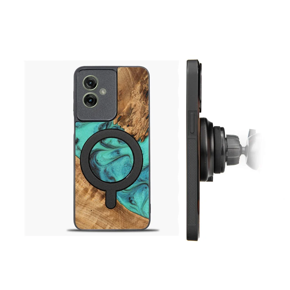 Holzhülle für Motorola Moto G55 5G, Bewood Unique Turquoise für MagSafe - Image 2