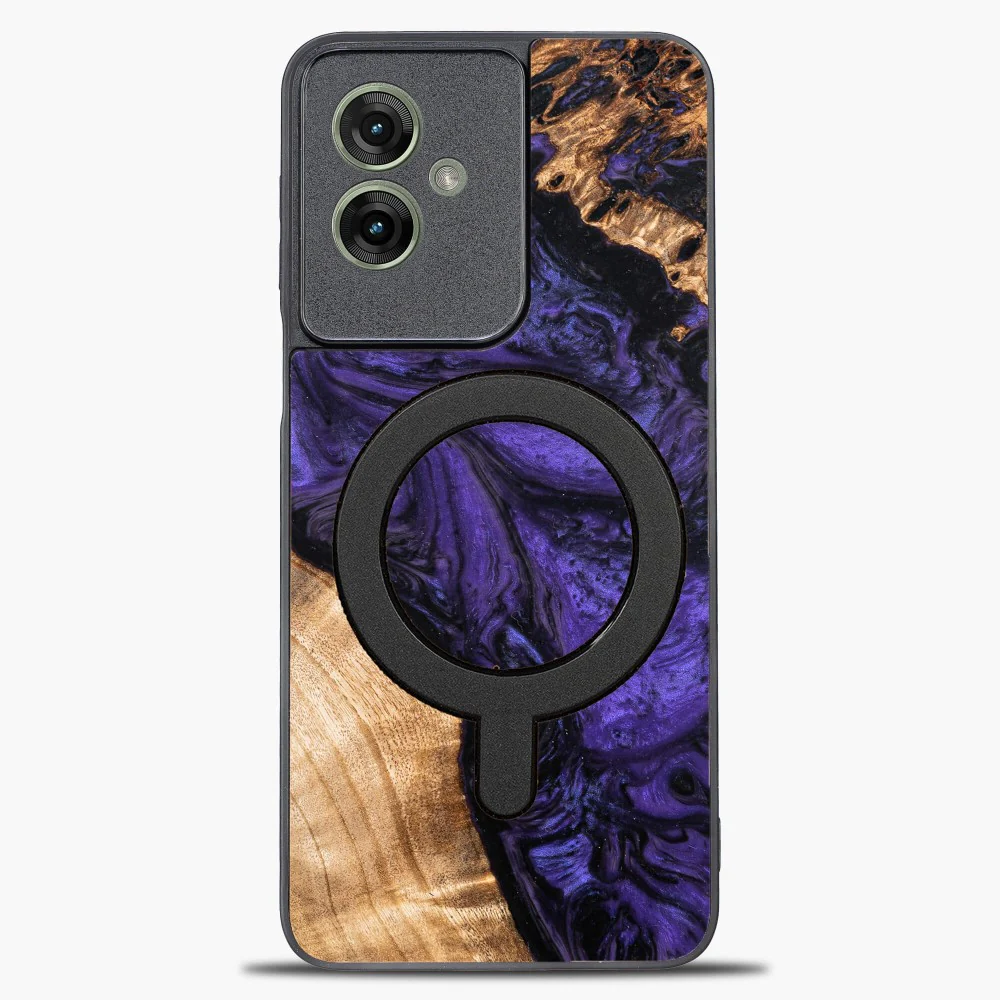 Holzhülle für Motorola Moto G55 5G, Bewood Unique Violet für MagSafe