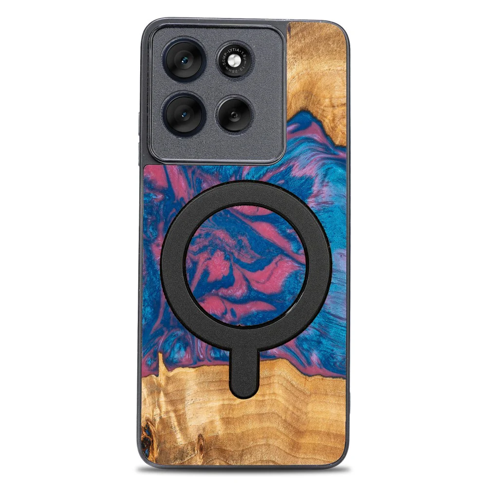 Holzhülle für Motorola Moto G56 5G, Bewood Unique Neons Vegas für MagSafe