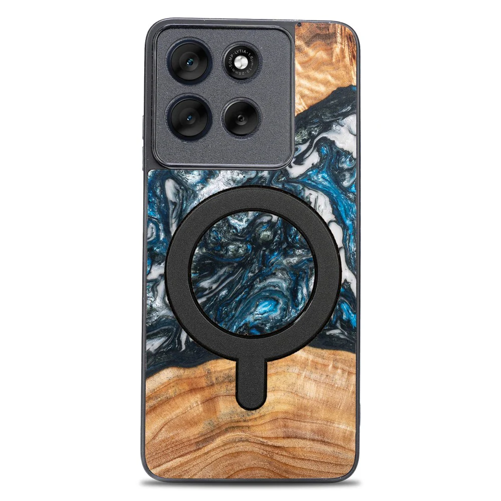 Holzhülle für Motorola Moto G56 5G, Bewood Unique Planets Erde für MagSafe