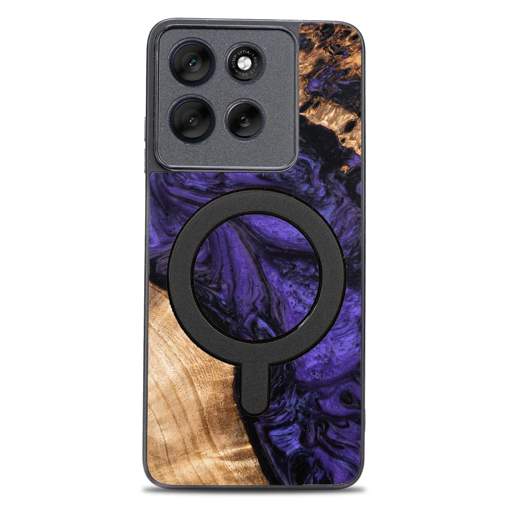 Holzhülle für Motorola Moto G56 5G, Bewood Unique Violet für MagSafe