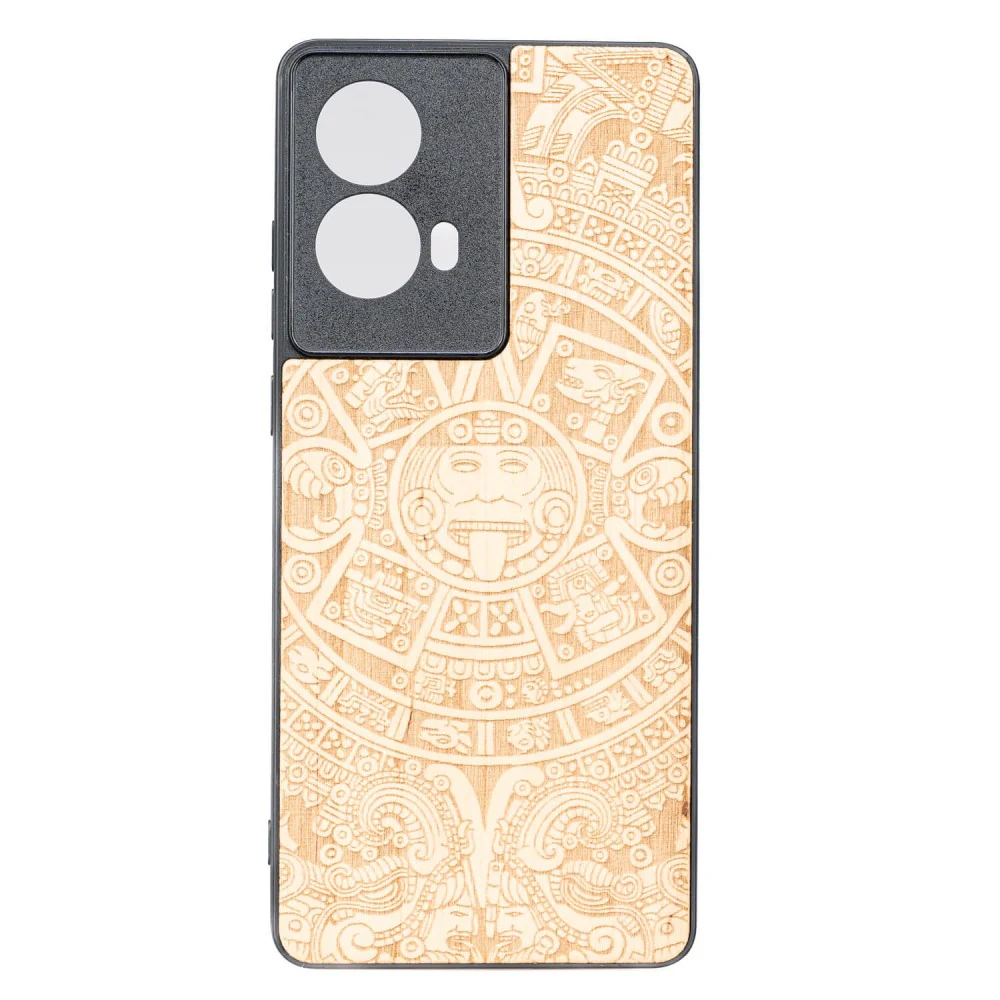 Holzhülle für Motorola Moto G85 5G, Bewood Aniegre Aztekischer Kalender