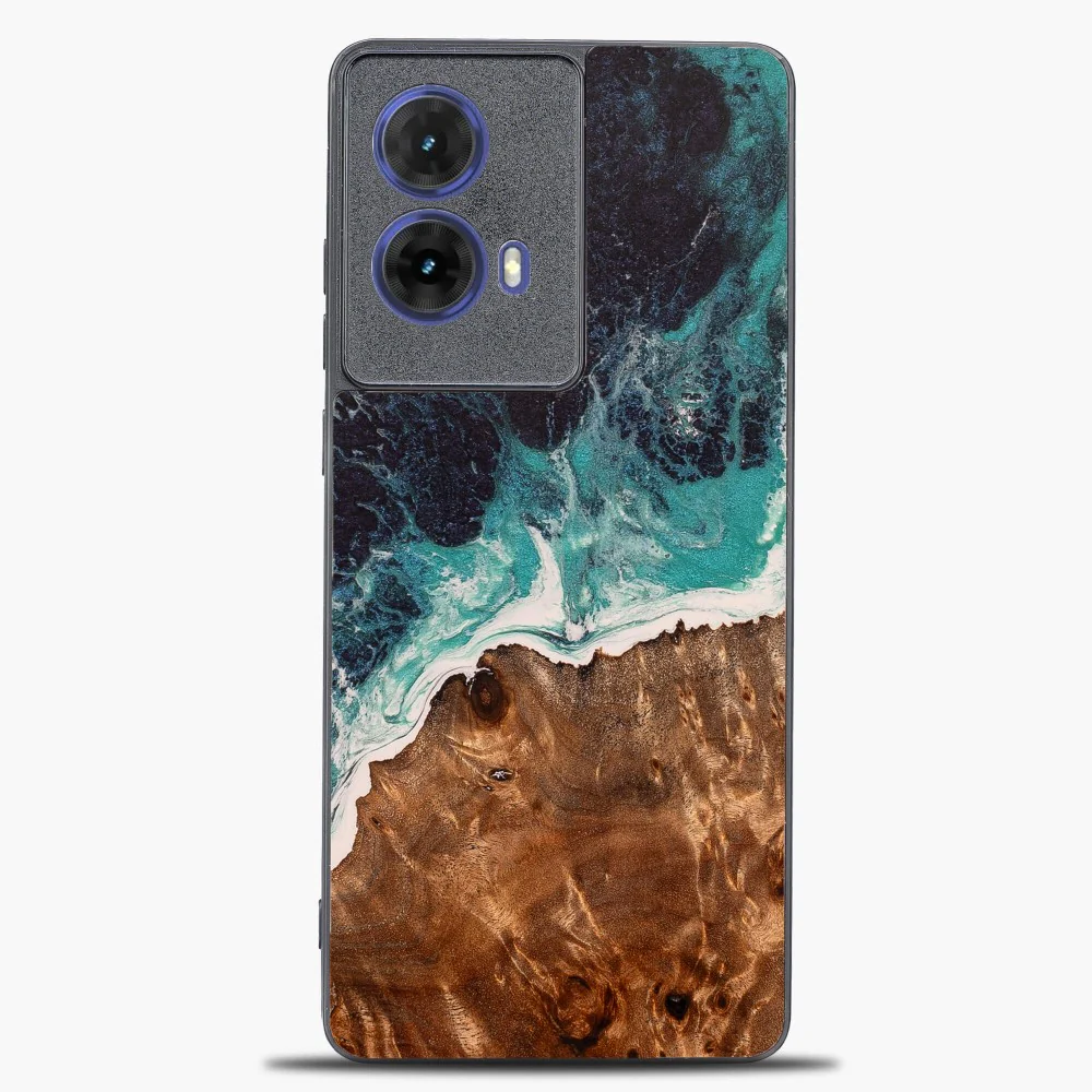 Holzhülle für Motorola Moto G85 5G, Bewood Unique Dream Island, Blau-Braun - Image 4