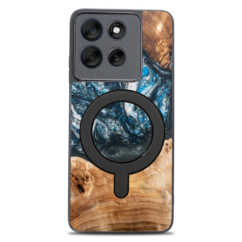 Holzhülle für Motorola Moto G86 5G, Bewood Unique Planets Erde für MagSafe