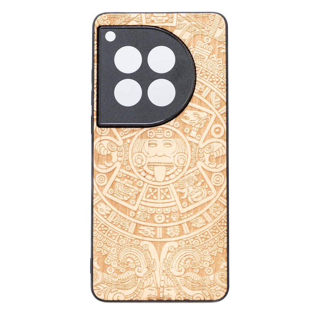Holzhülle für OnePlus 12, Bewood Aniegre Aztekischer Kalender