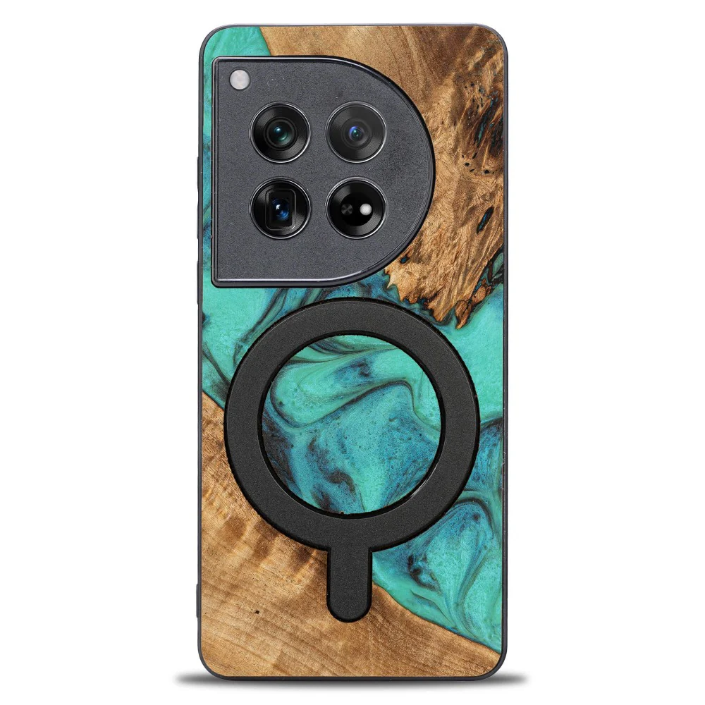 Holzhülle für OnePlus 12, Bewood Unique Turquoise für MagSafe