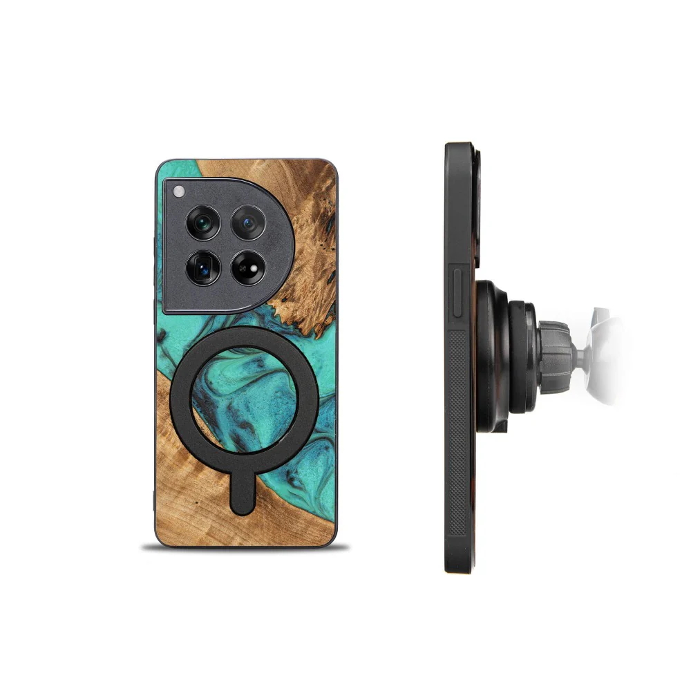 Holzhülle für OnePlus 12, Bewood Unique Turquoise für MagSafe - Image 2