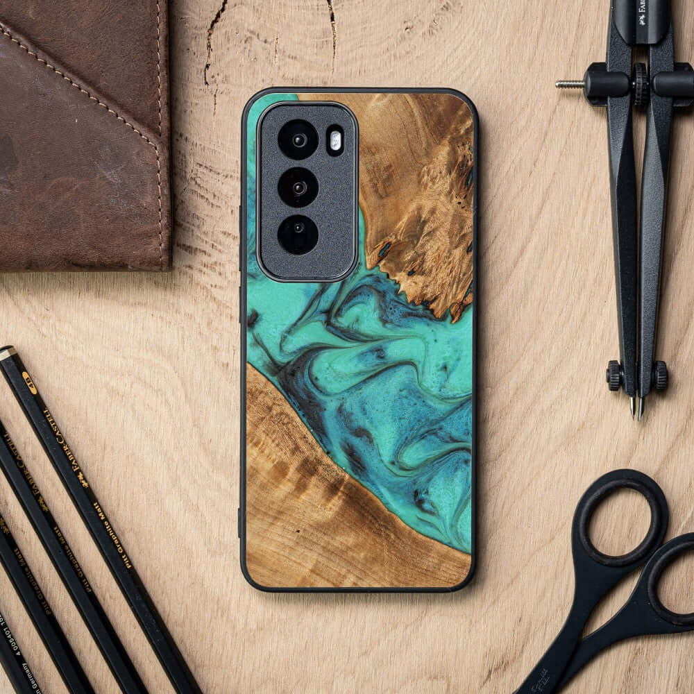 Holzhülle für Oppo Reno 12, Bewood Unique Turquoise - Image 2