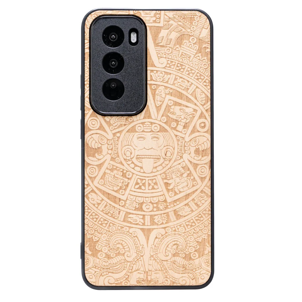 Holzhülle für Oppo Reno 12 Pro, Bewood Aniegre Aztekischer Kalender