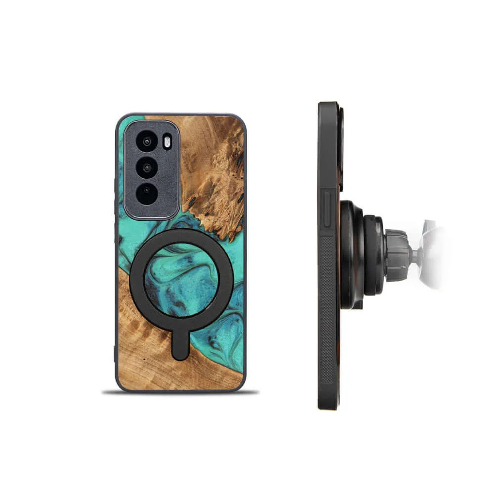 Holzhülle für Oppo Reno 12 Pro, Bewood Unique Turquoise für MagSafe - Image 2