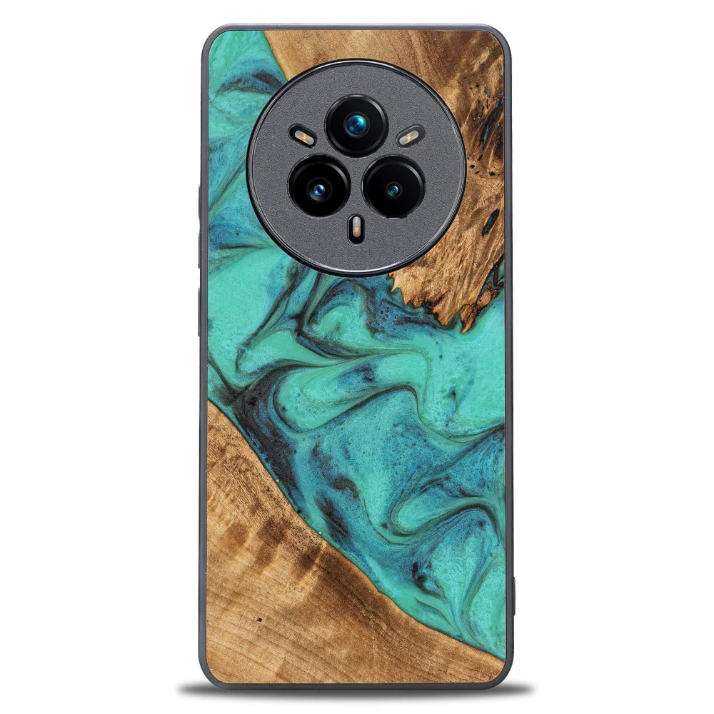 Holzhülle für Realme 14 Pro 5G, Bewood Unique Turquoise