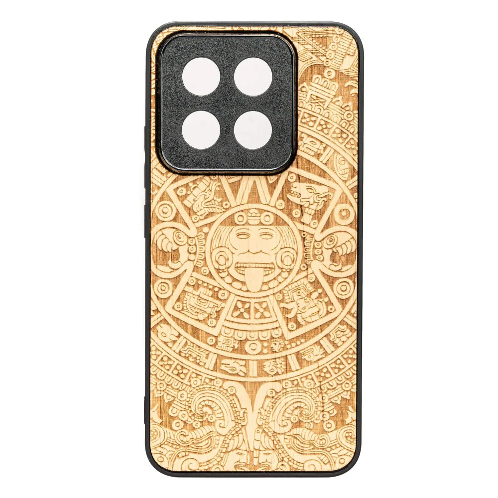 Holzhülle für Xiaomi 14T, Bewood Aniegre Aztekischer Kalender