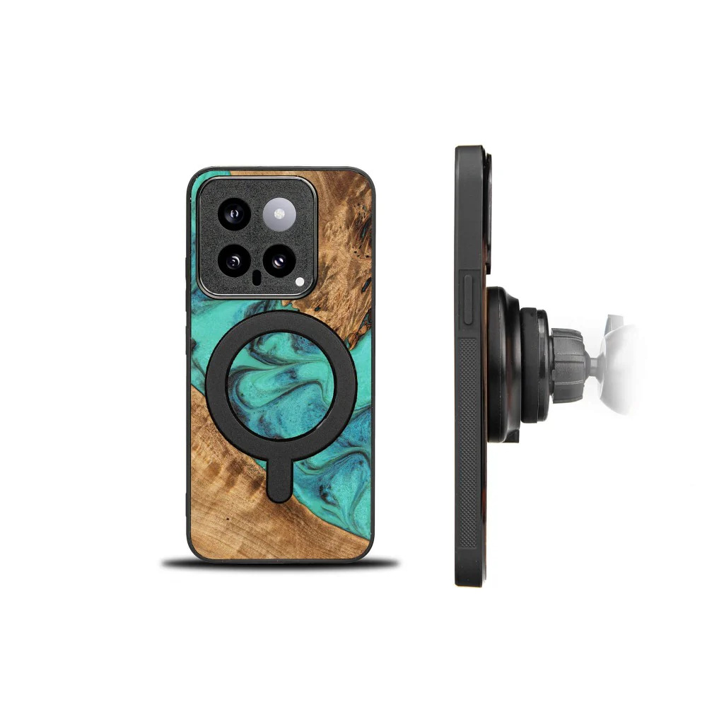 Holzhülle für Xiaomi 14T, Bewood Unique Turquoise für MagSafe - Image 2