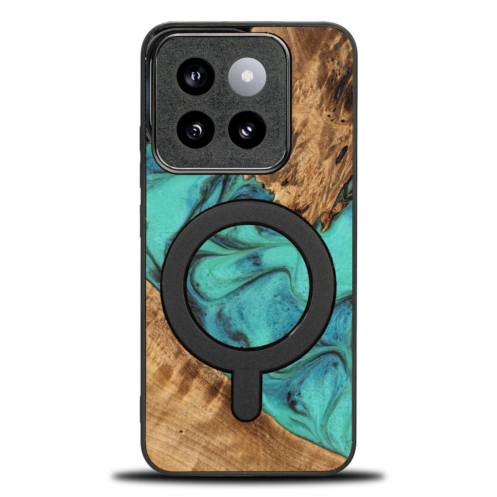 Holzhülle für Xiaomi 14T Pro, Bewood Unique Turquoise für MagSafe