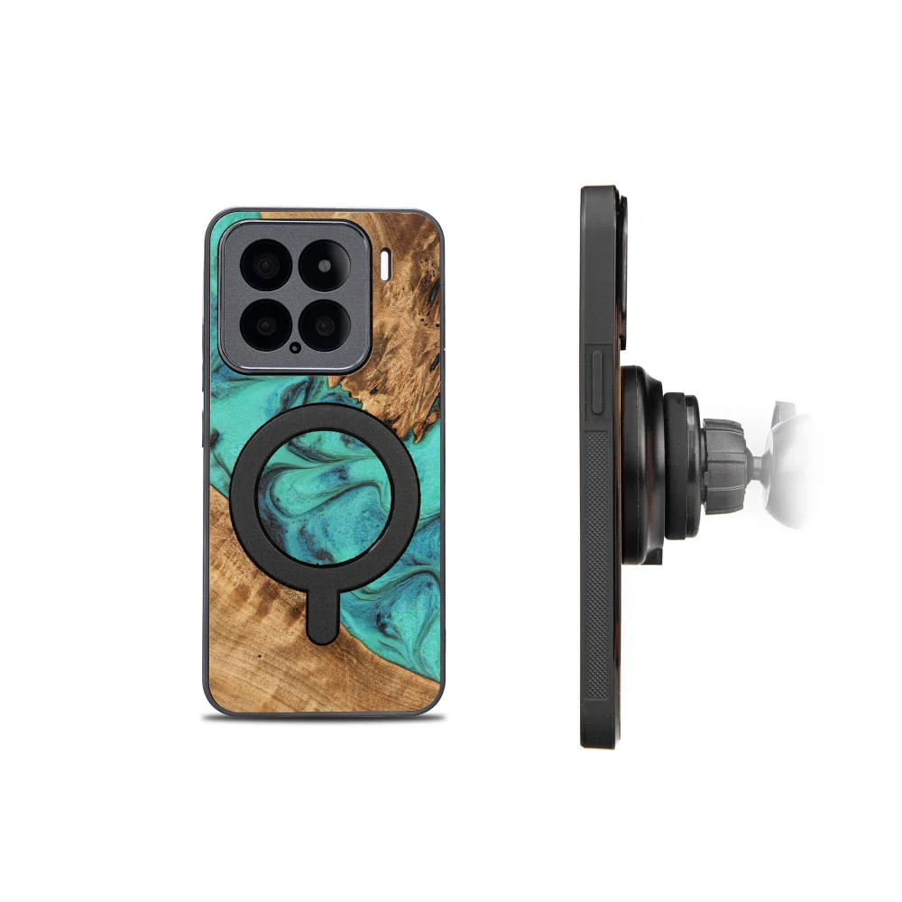 Holzhülle für Xiaomi 15, Bewood Unique Turquoise für MagSafe - Image 2