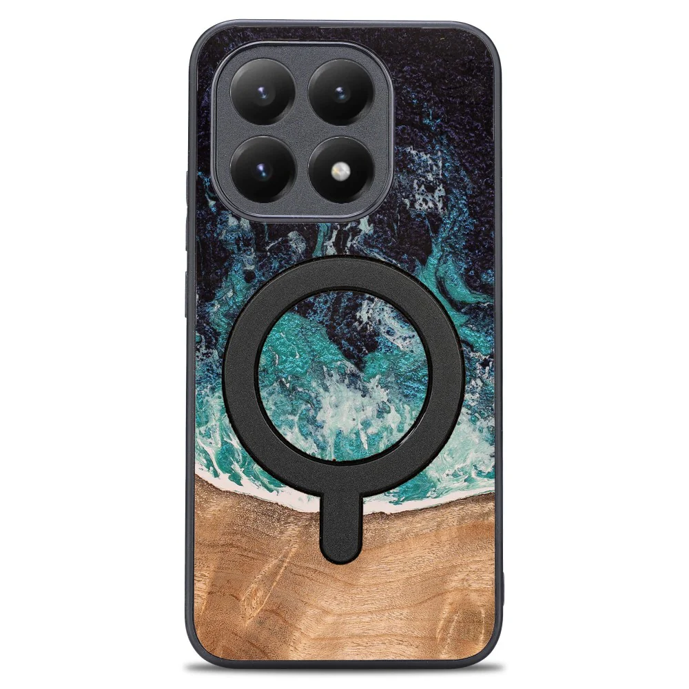 Holzhülle für Xiaomi 15T, Bewood Unique Dream Island für MagSafe, Blau-Braun - Image 4