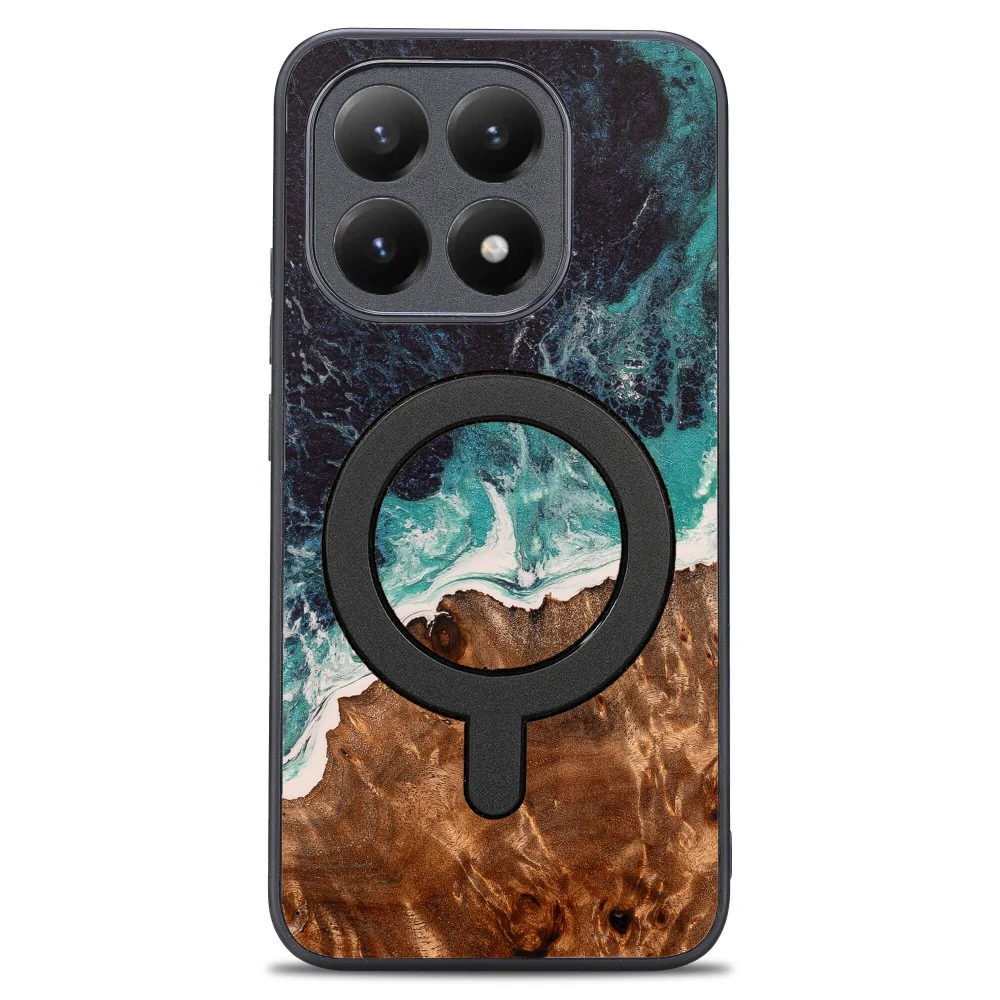 Holzhülle für Xiaomi 15T, Bewood Unique Dream Island für MagSafe, Blau-Braun - Image 5