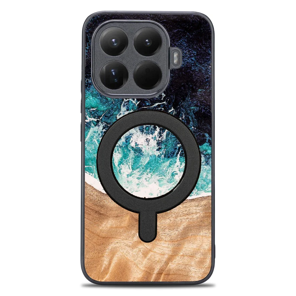 Holzhülle für Xiaomi 15T Pro, Bewood Unique Dream Island für MagSafe, Blau-Braun - Image 4