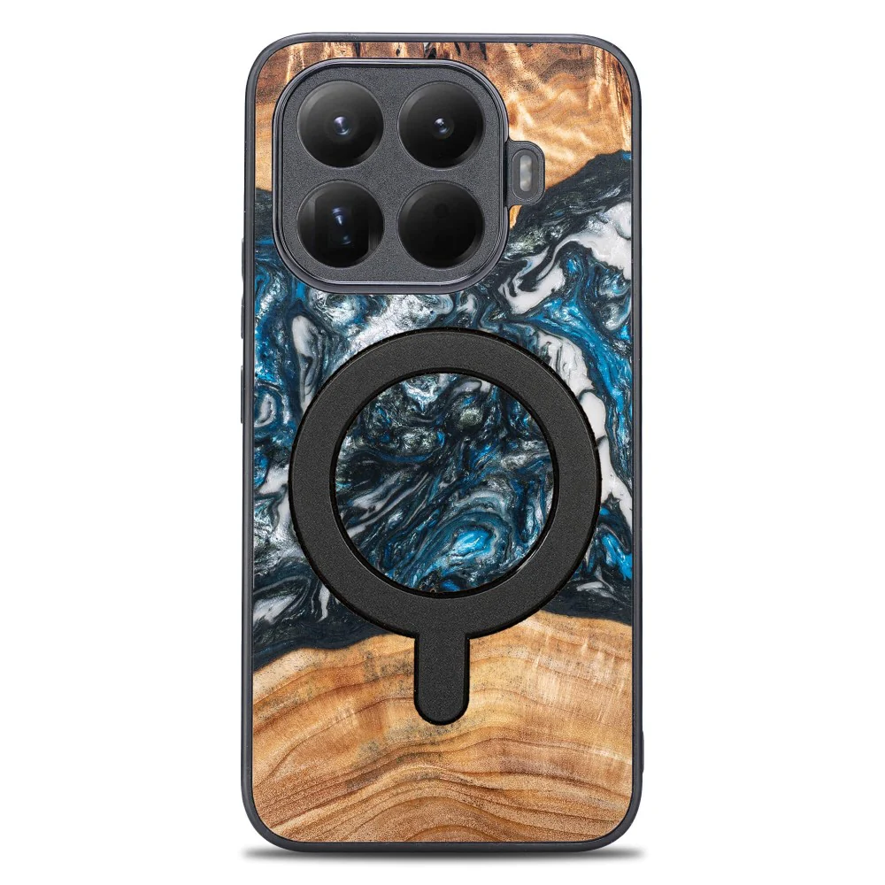 Holzhülle für Xiaomi 15T Pro, Bewood Unique Planets Erde für MagSafe