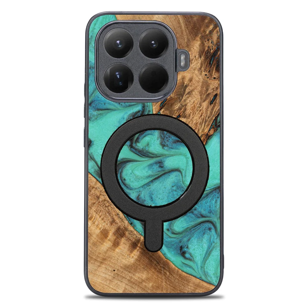 Holzhülle für Xiaomi 15T Pro, Bewood Unique Turquoise für MagSafe