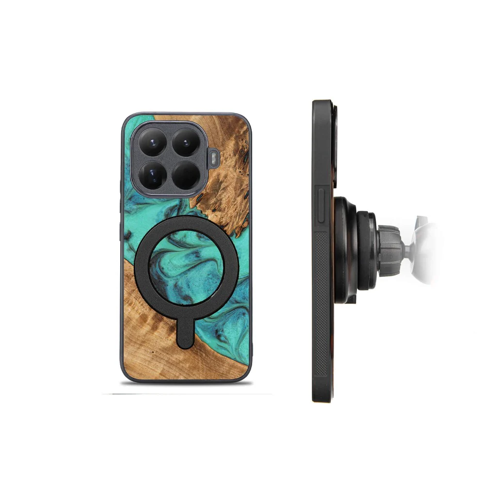 Holzhülle für Xiaomi 15T Pro, Bewood Unique Turquoise für MagSafe - Image 2