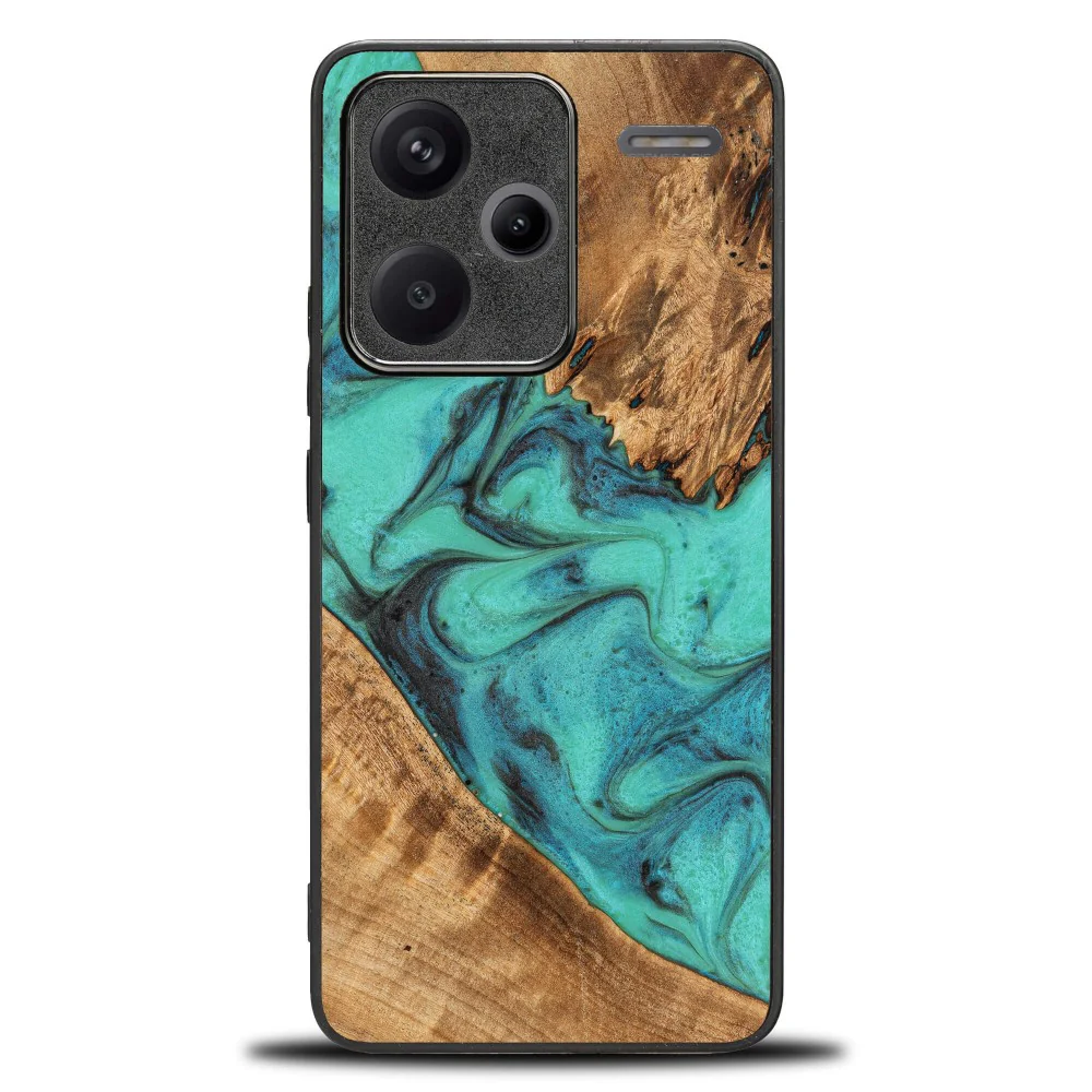 Holzhülle für Xiaomi Redmi Note 13 Pro+ 5G, Bewood Unique Turquoise