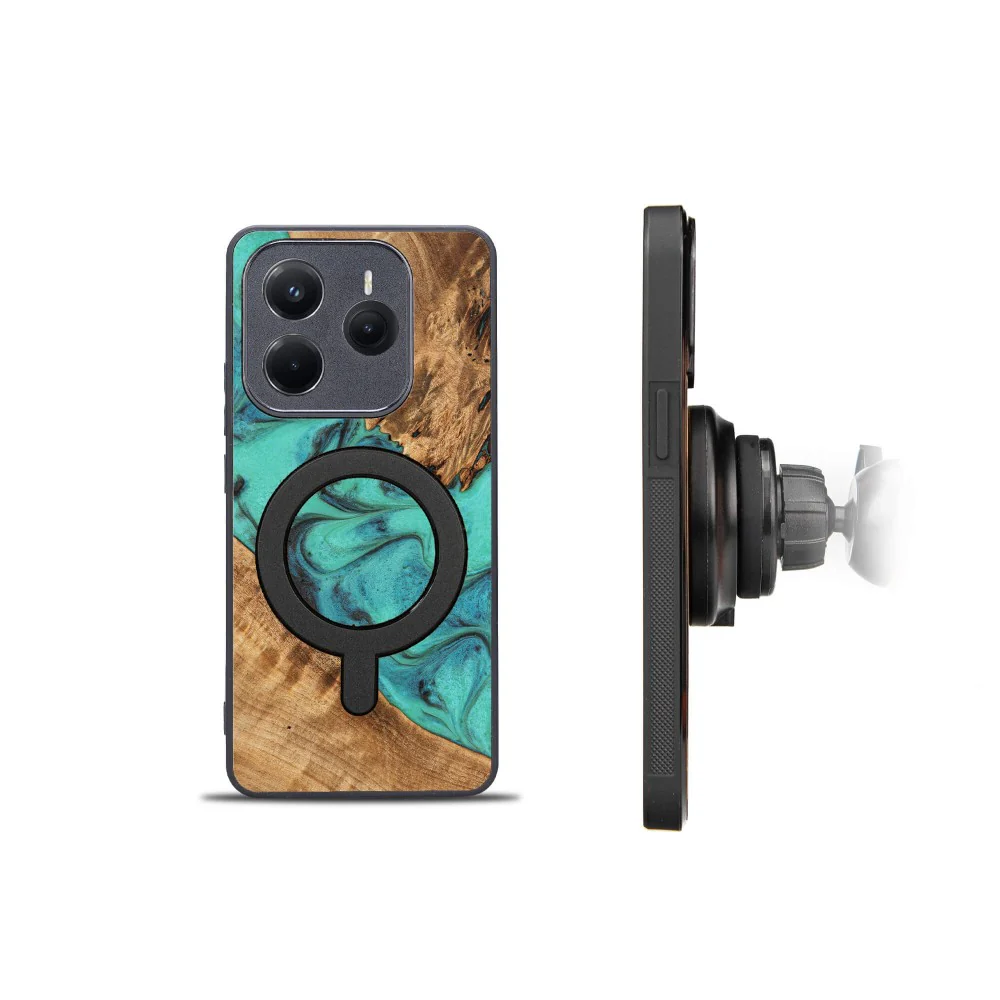 Holzhülle für Xiaomi Redmi Note 14 5G, Bewood Unique Turquoise für MagSafe - Image 2