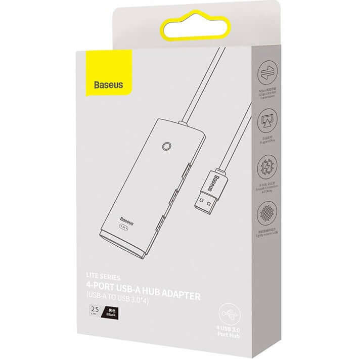 Hub-Adapter Baseus Lite Series, 4 in 1 USB-A - 4x USB 3.2 gen 1 / 1x USB-C, 25 cm, Schwarz - Image 5