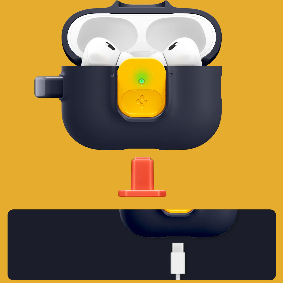 Hülle für Apple AirPods Pro 3, Spigen Nano Pop, Dunkelblau-Gelb - Image 14