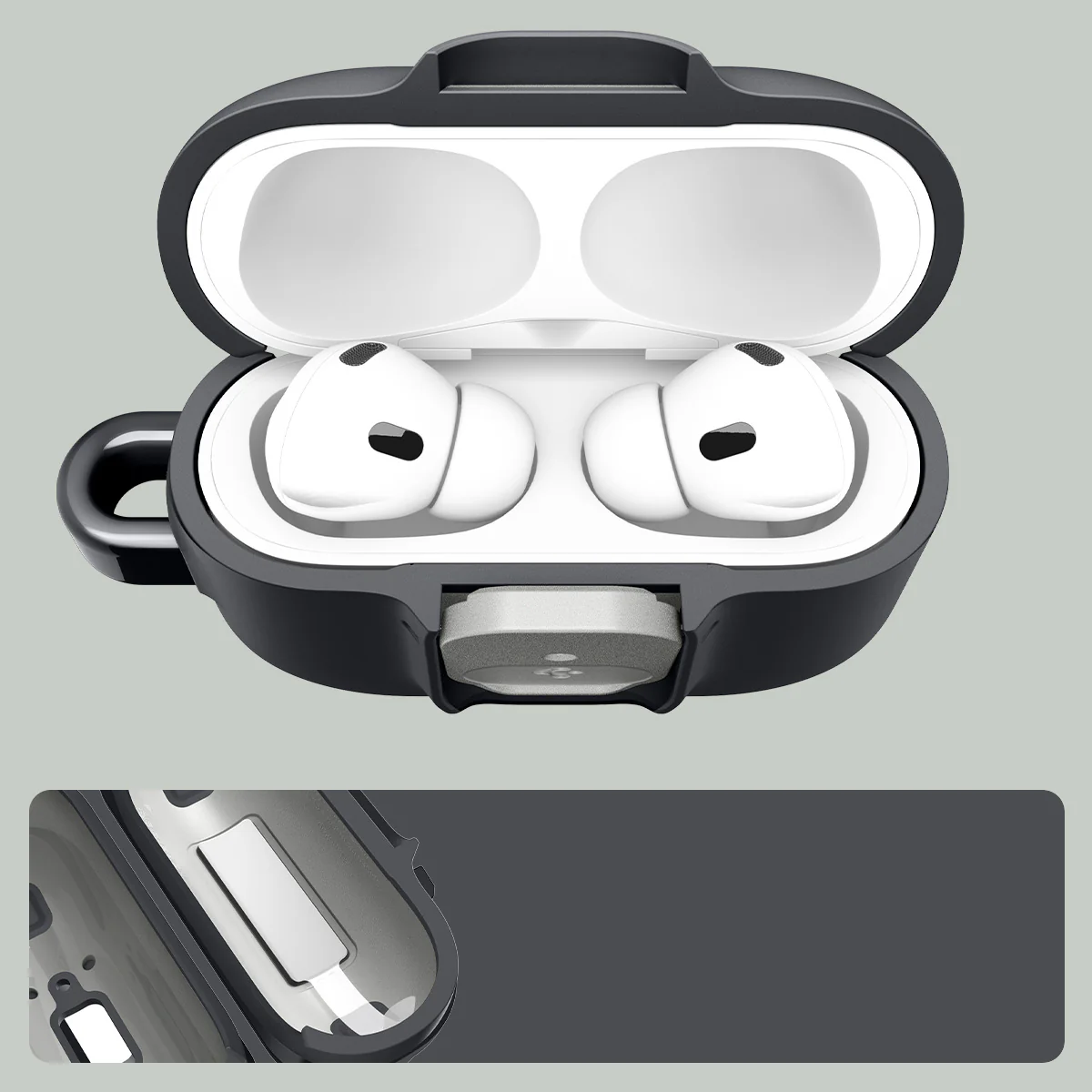 Hülle für Apple AirPods Pro 3, Spigen Nano Pop, Schwarz-Grau - Image 15